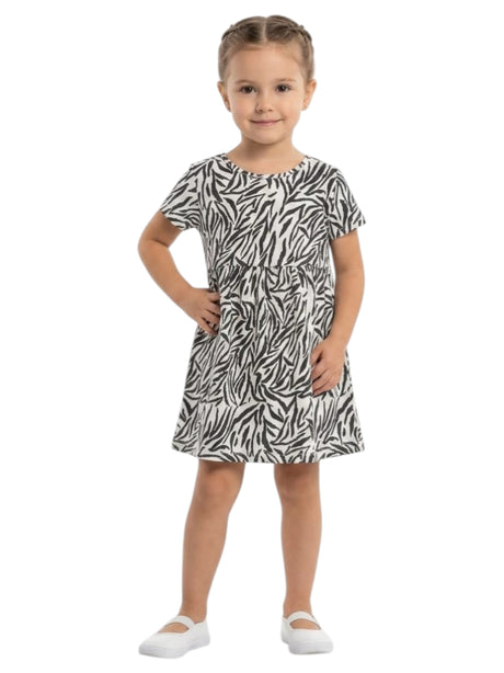 Image for Kids Girl's Printed Dress,Dark Grey/White