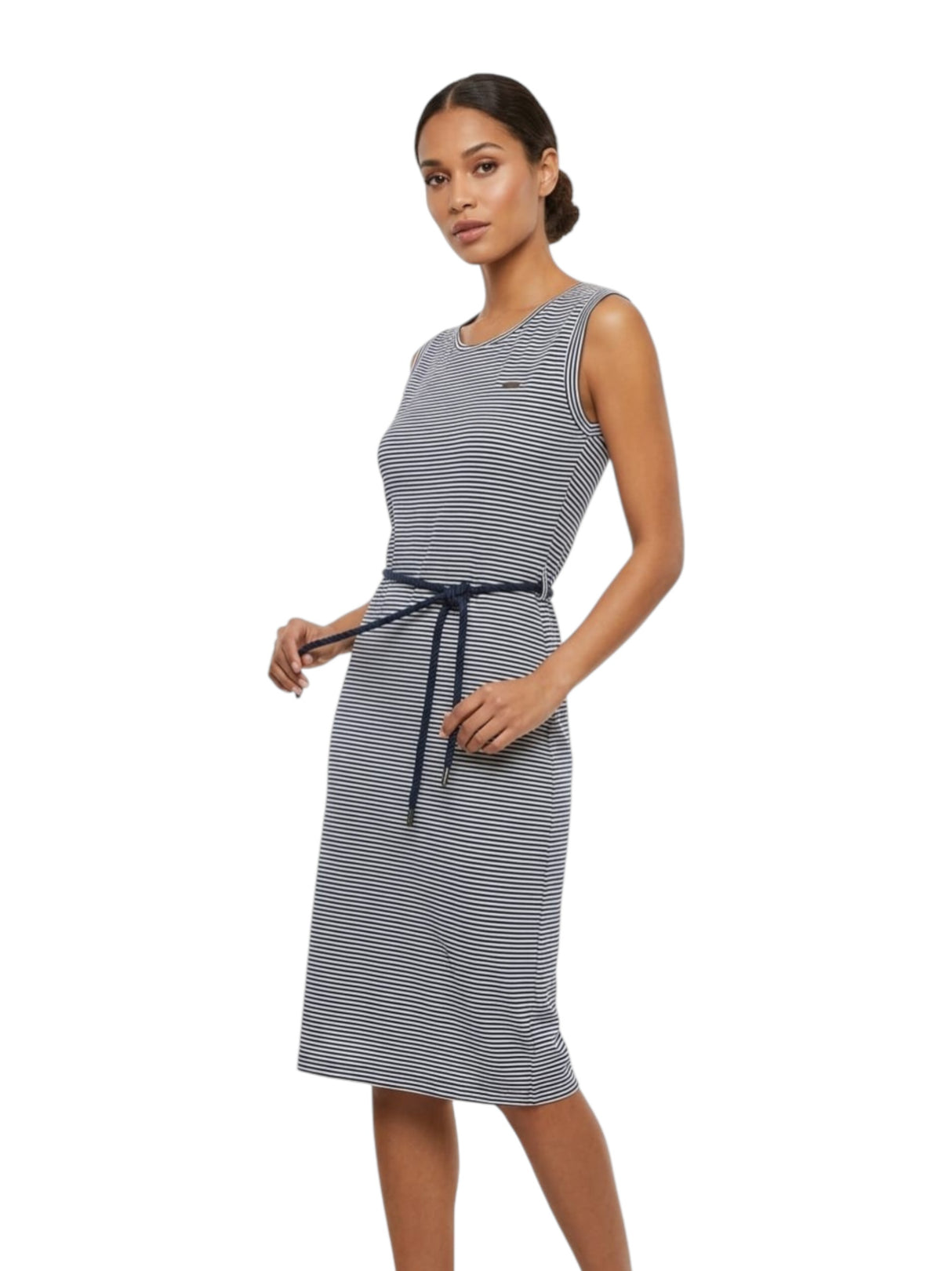 Image for Women's White Striped Dress,Navy