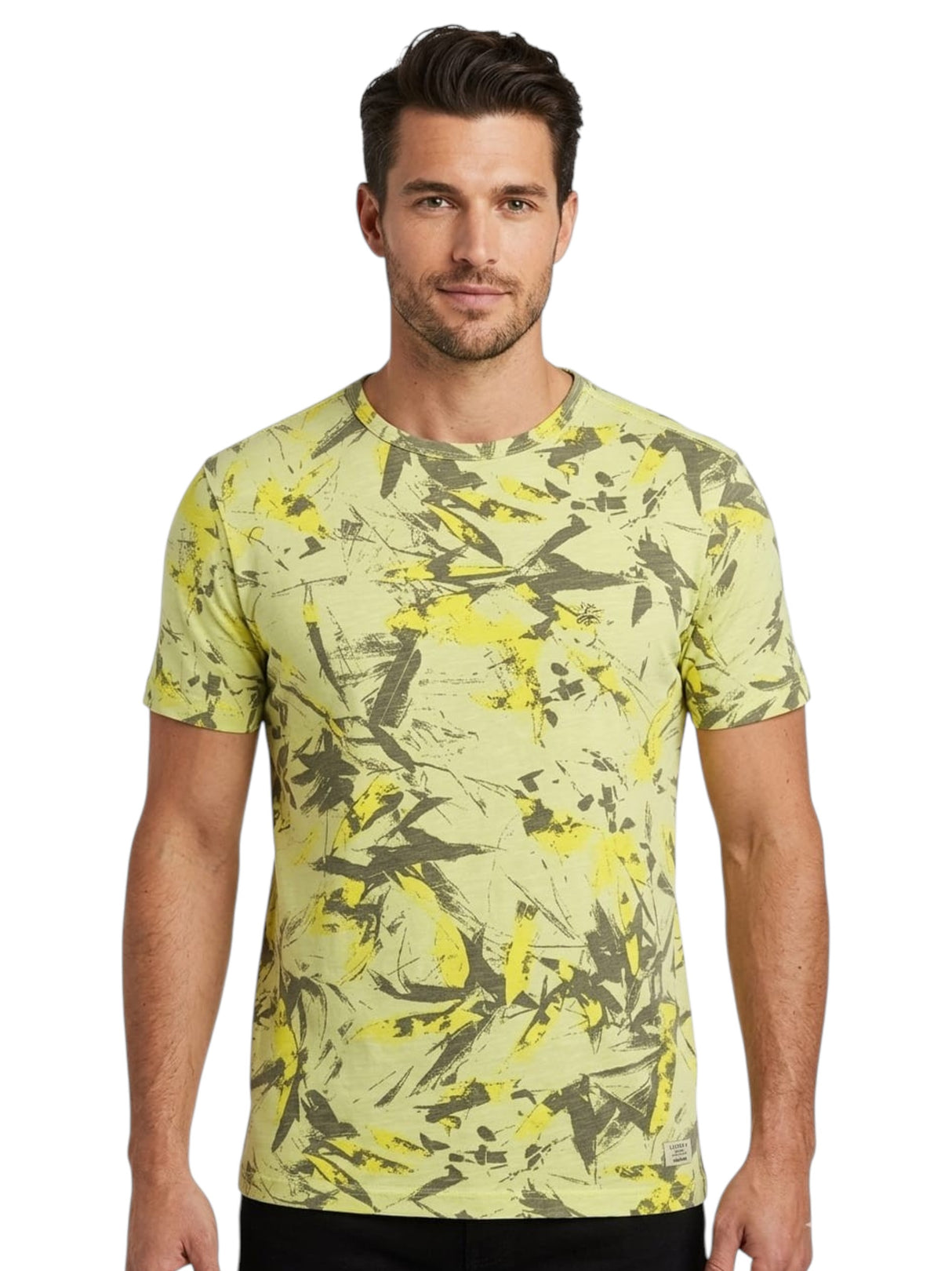 Image for Men's Printed Top,Lime Yellow
