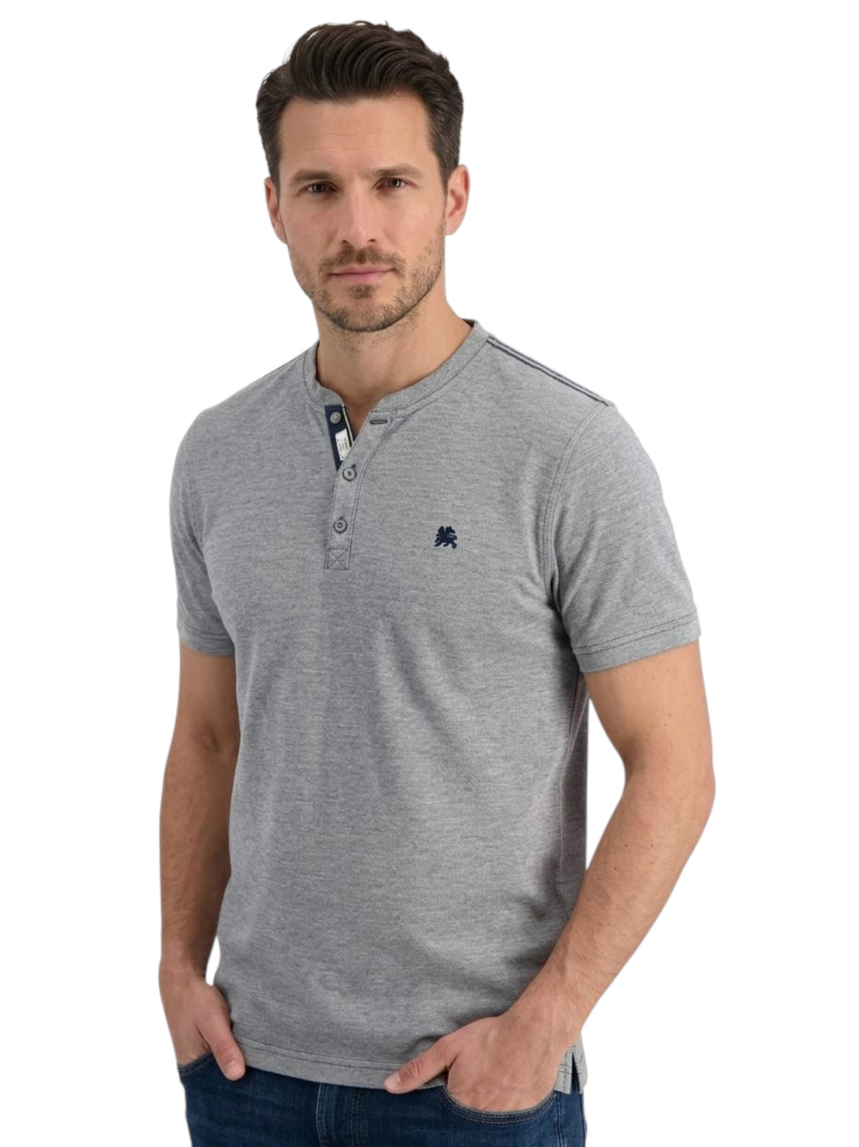 Image for Men's Heather Grey Textured Top,Grey
