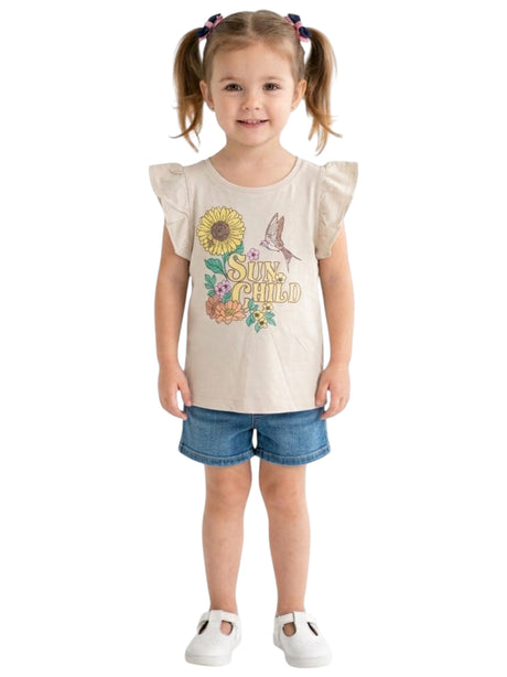 Image for Kids Girl's Printed Top,Light Beige