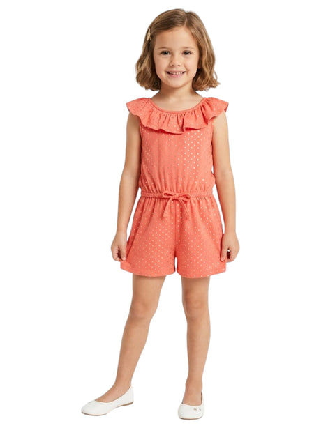 Image for Kids Girl's Shiny Dotted Jumpsuit,Coral