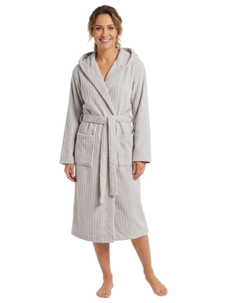 Image for Women's Faux Fur Ribbed Sleepwear Robe&Belt,Grey