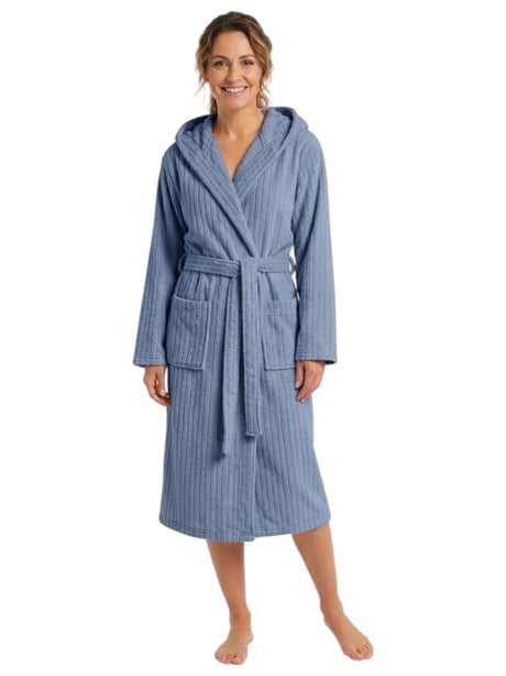 Image for Women's Faux Fur Ribbed Sleepwear Robe&Belt,Dusty Blue