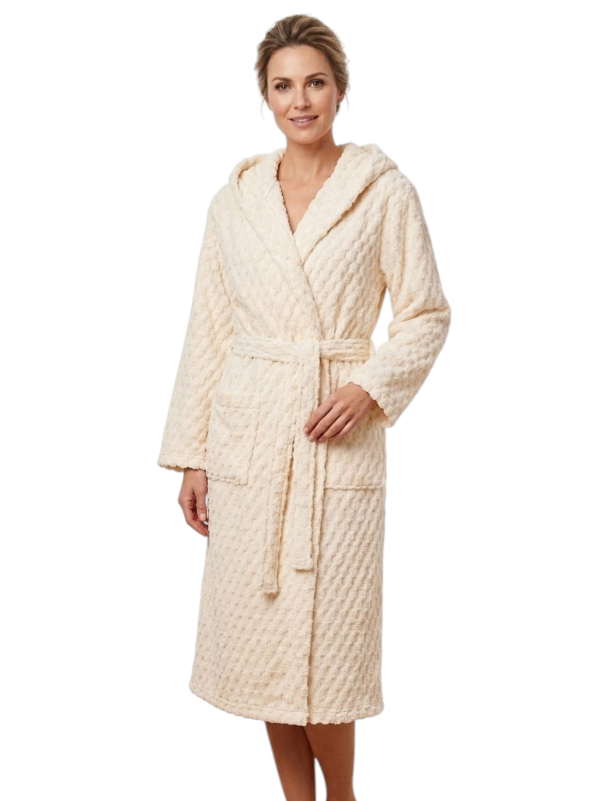 Image for Women's Faux Fur Sleepwear Robe&Belt,Off White