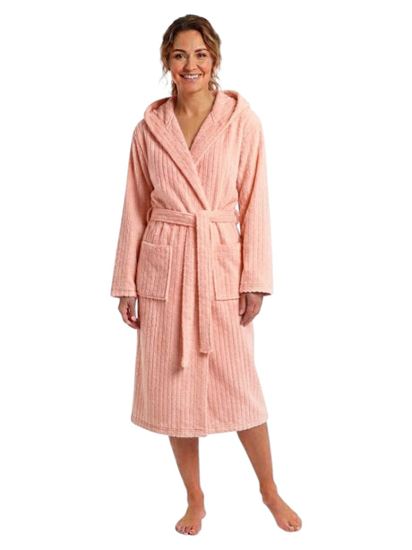Image for Women's Faux Fur Ribbed Sleepwear Robe&Belt,Pink