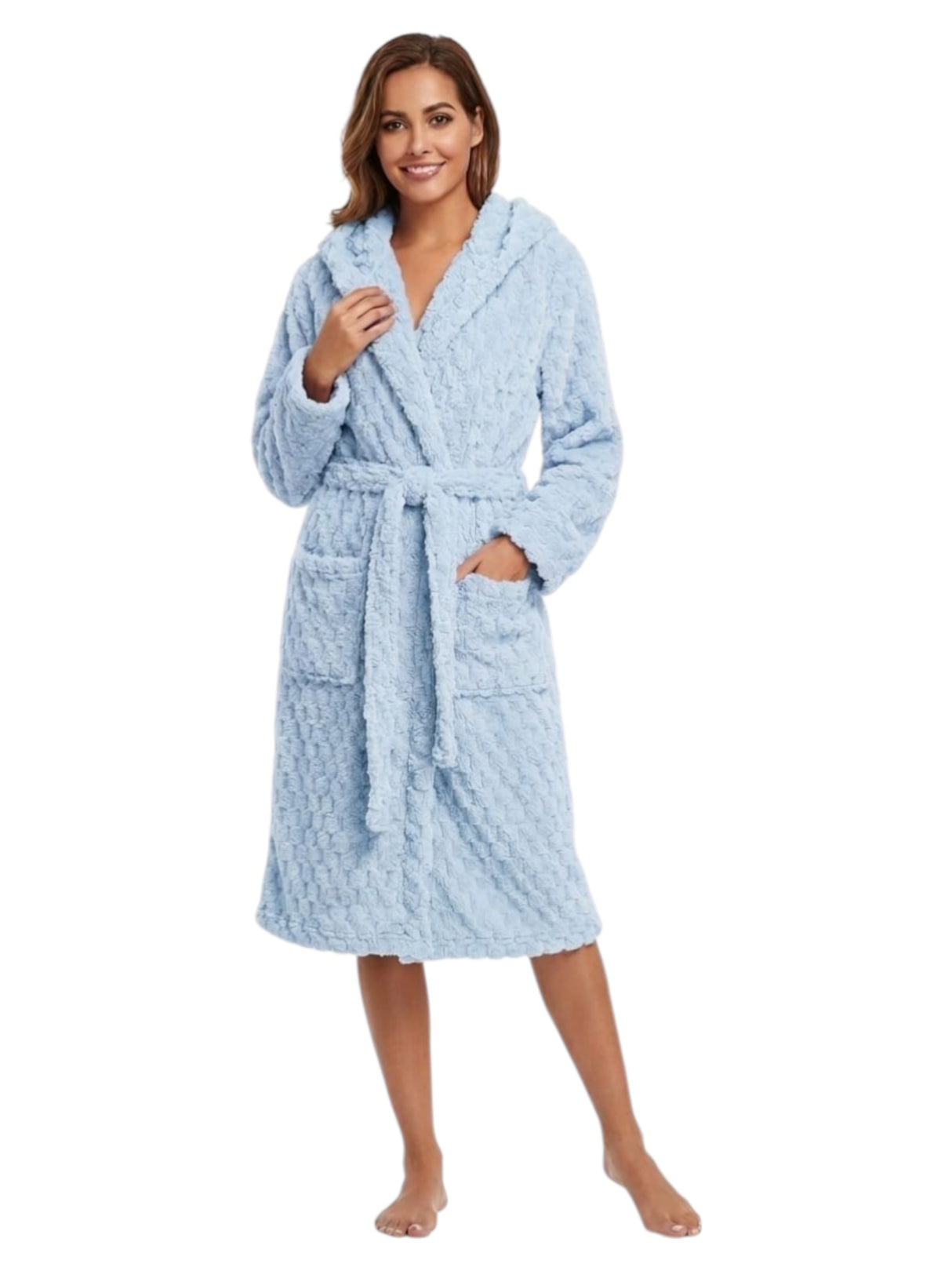 Image for Women's Faux Fur Sleepwear Robe&Belt,Blue