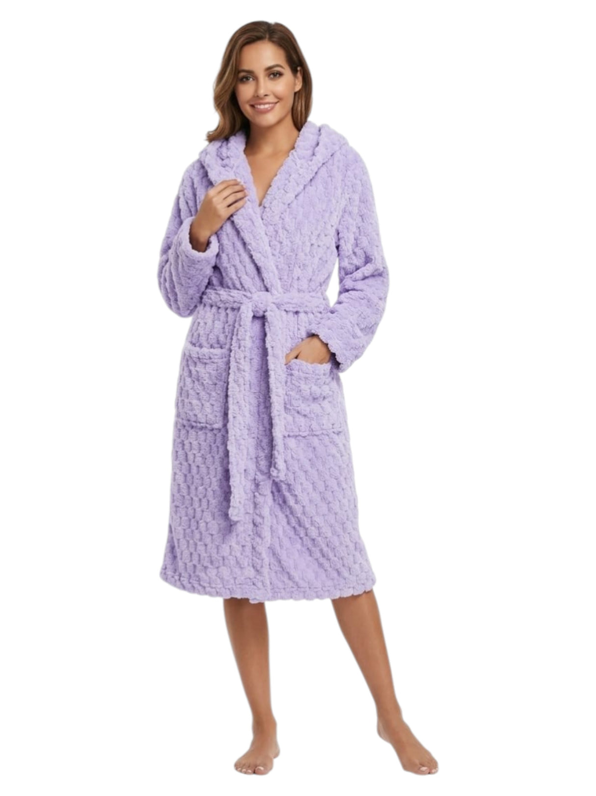 Image for Women's Faux Fur Sleepwear Robe&Belt,Purple