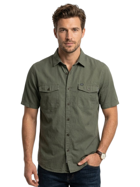 Image for Men's Plain Dress Shirt,Olive