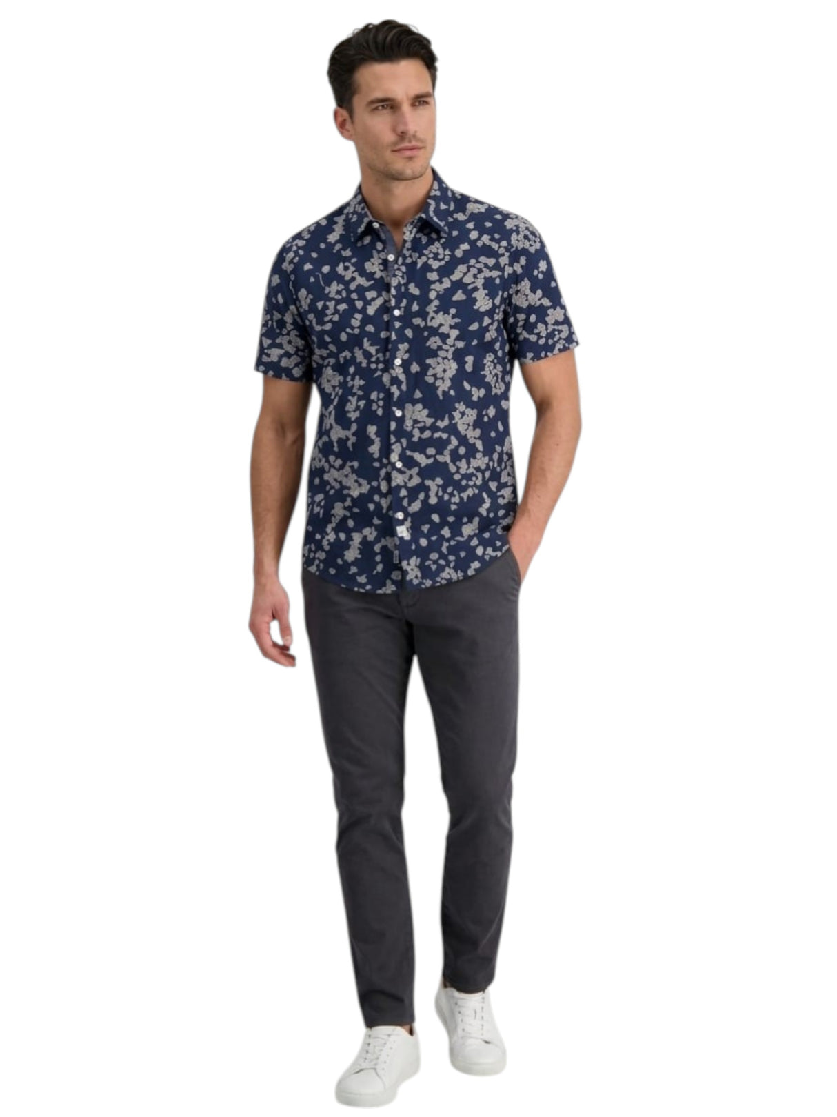 Image for Men's Printed Dress Shirt,Navy