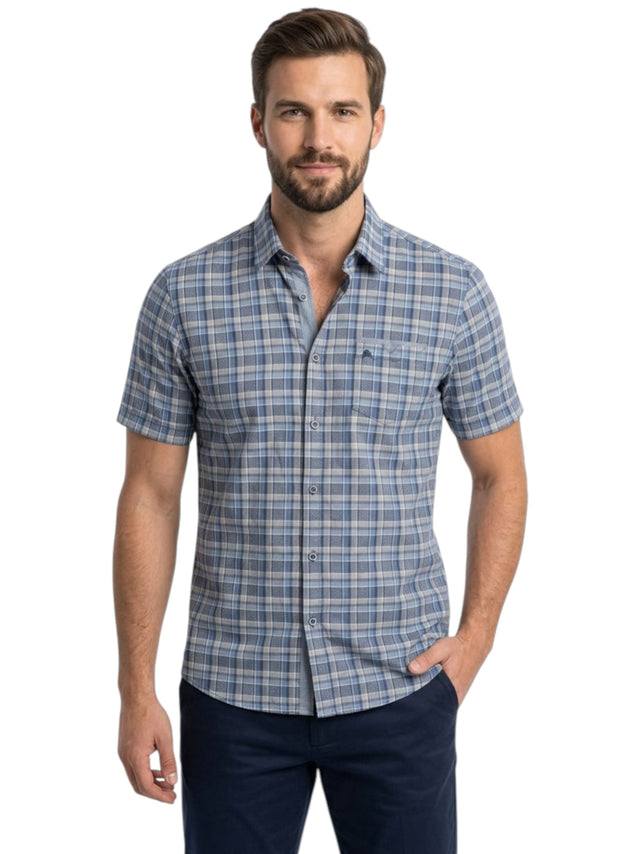 Image for Men's Plaid Dress Shirt,Navy