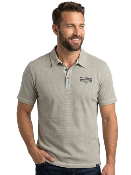 Image for Men's Navy Striped Top,Light Beige