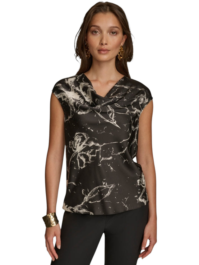 Image for Women's Printed Top,Black/White