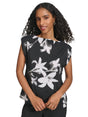 Image for Women's Floral Printed Top,White/Black