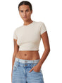 Image for Women's Plain Solid Crop Top,Light Beige