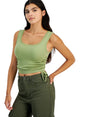 Image for Women's Ribbed Lace Top,Dusty Olive