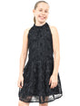 Image for Kids Girl's Floral Knitted Dress,Black