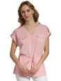 Image for Women's Plain Pockets Top,Light Pink