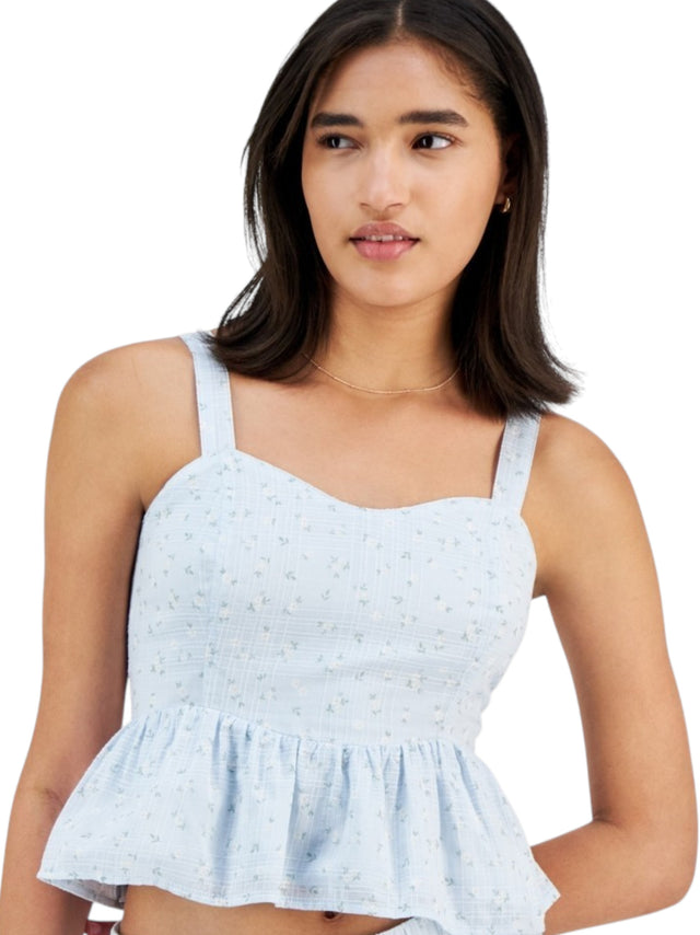 Image for Women's Floral Printed Top,Light Blue