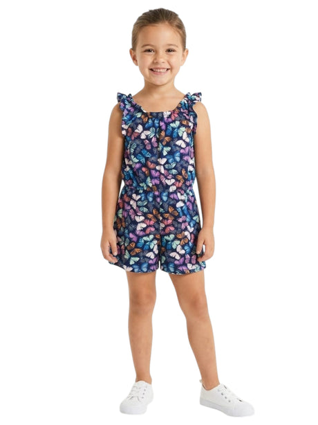 Image for Kids Girl's Bytterfly Printed Jumpsuit,Navy