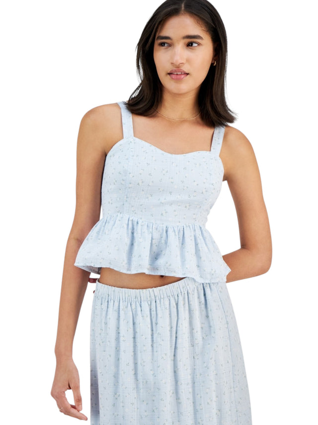 Image for Women's Floral Printed Top,Light Blue