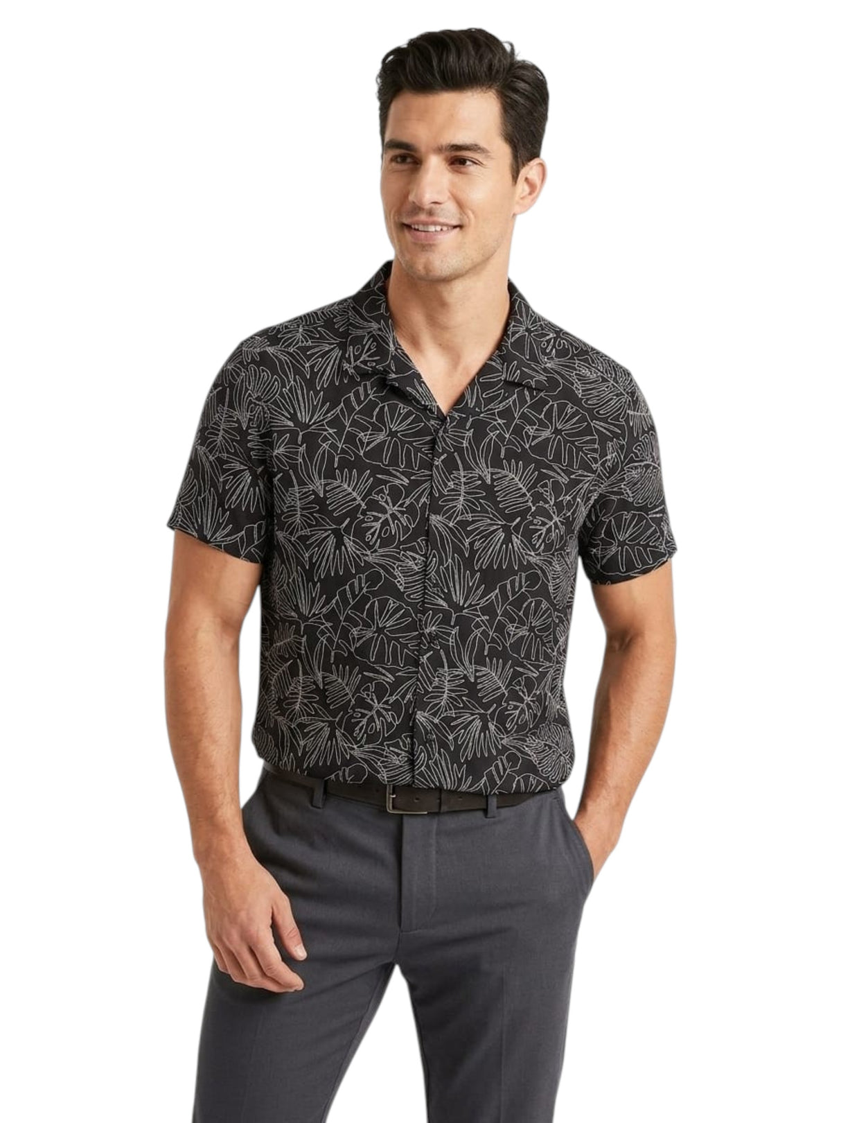 Image for Men's Printed Dress Shirt,Black