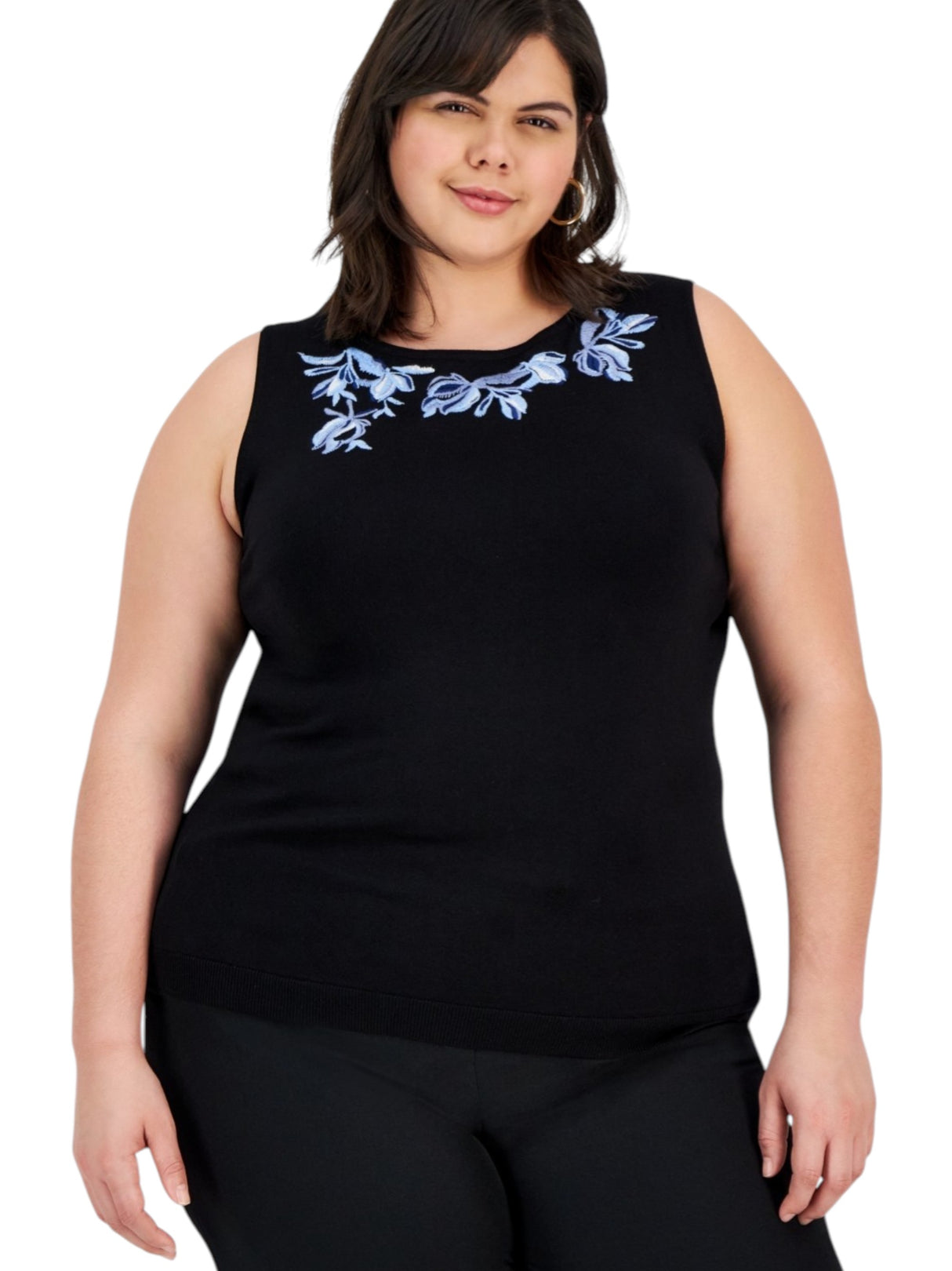 Image for Women's Embroidered Top,Black