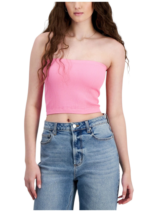 Image for Women's Ribbed Off Shoulders Top,Pink