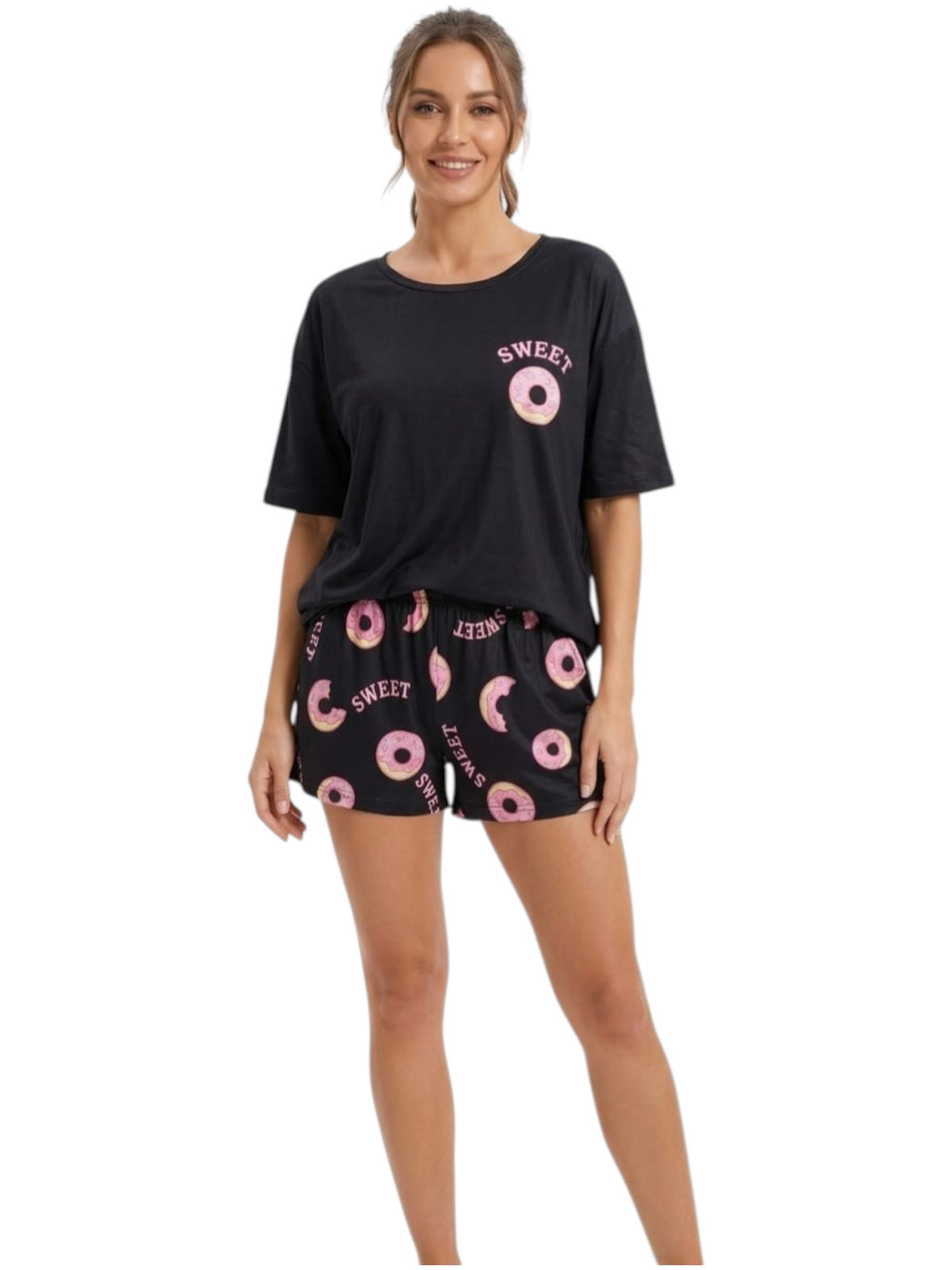 Image for Women's Printed Sleepwear Set,Black