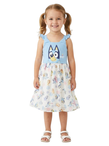 Image for Kids Girl's Ruffled Printed Dress,Blue