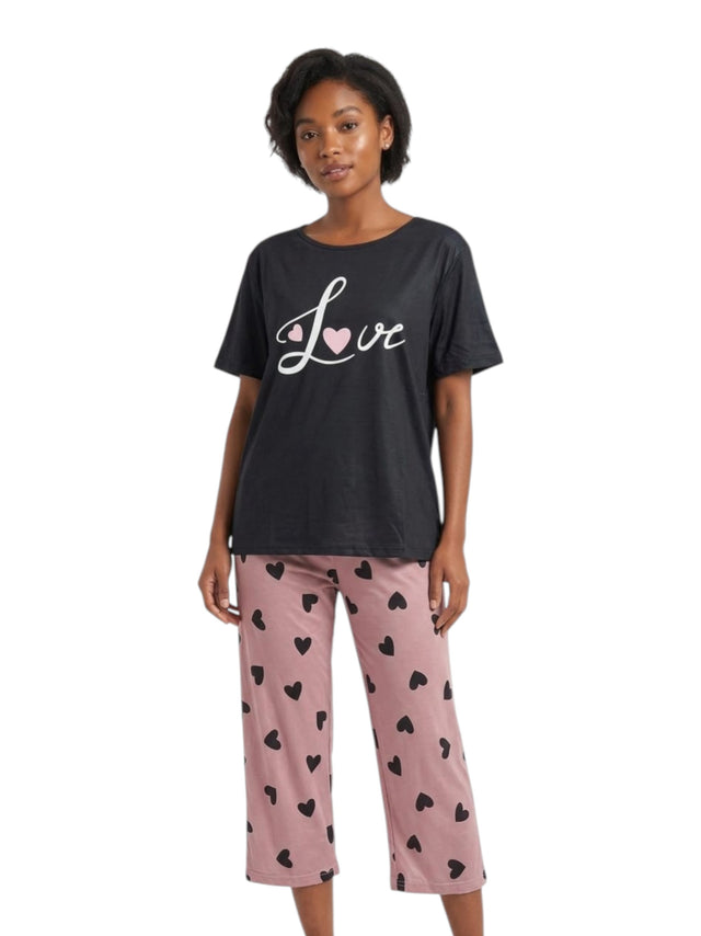 Image for Women's Printed Pajama Set,Black