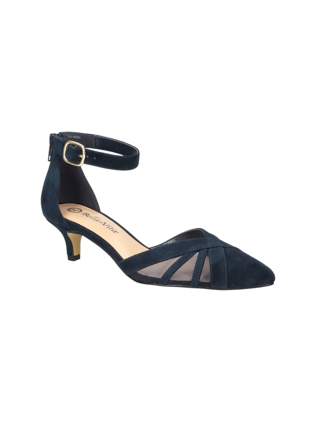 Image for Women's Mesh Ribbed Heeled Shoes,Navy