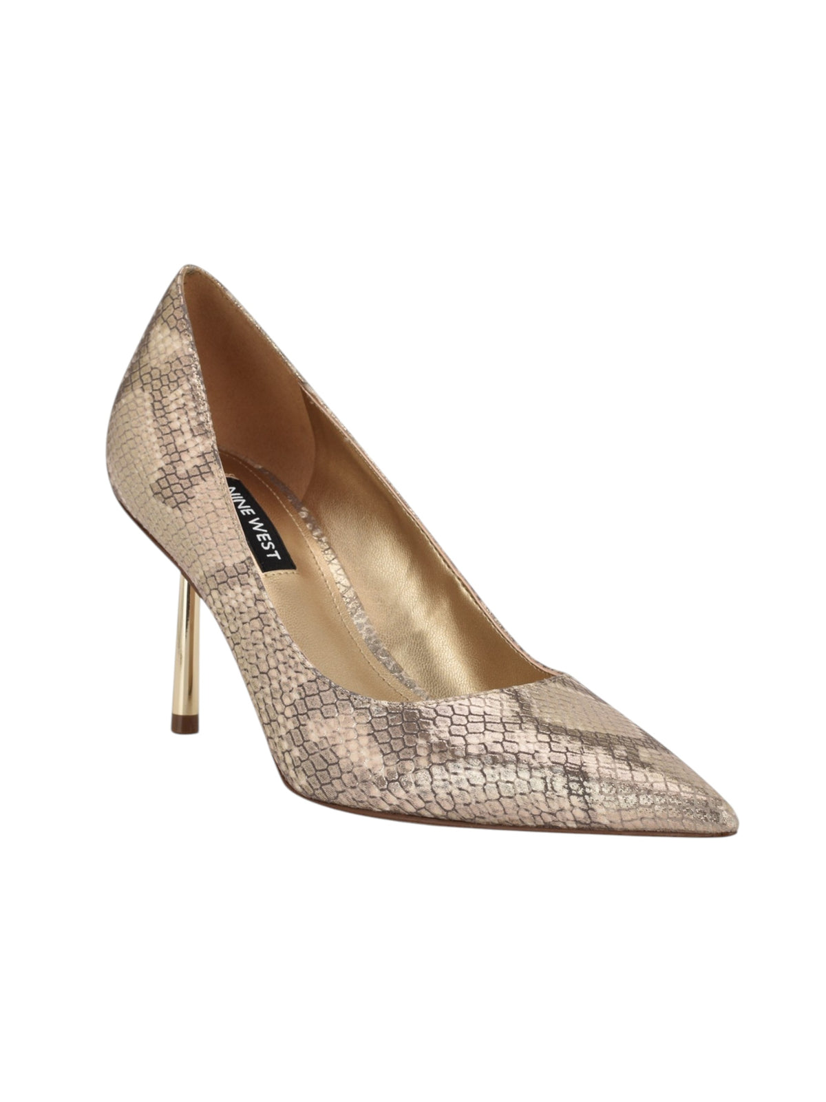 Image for Women's Snake Leather Heeled Shoes,Bronze