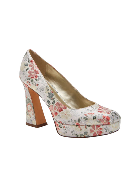 Image for Women's Floral Embroidered Heeled Shoes,White