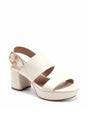 Image for Women's Ribbed Plain Heeled Shoes,Light Beige