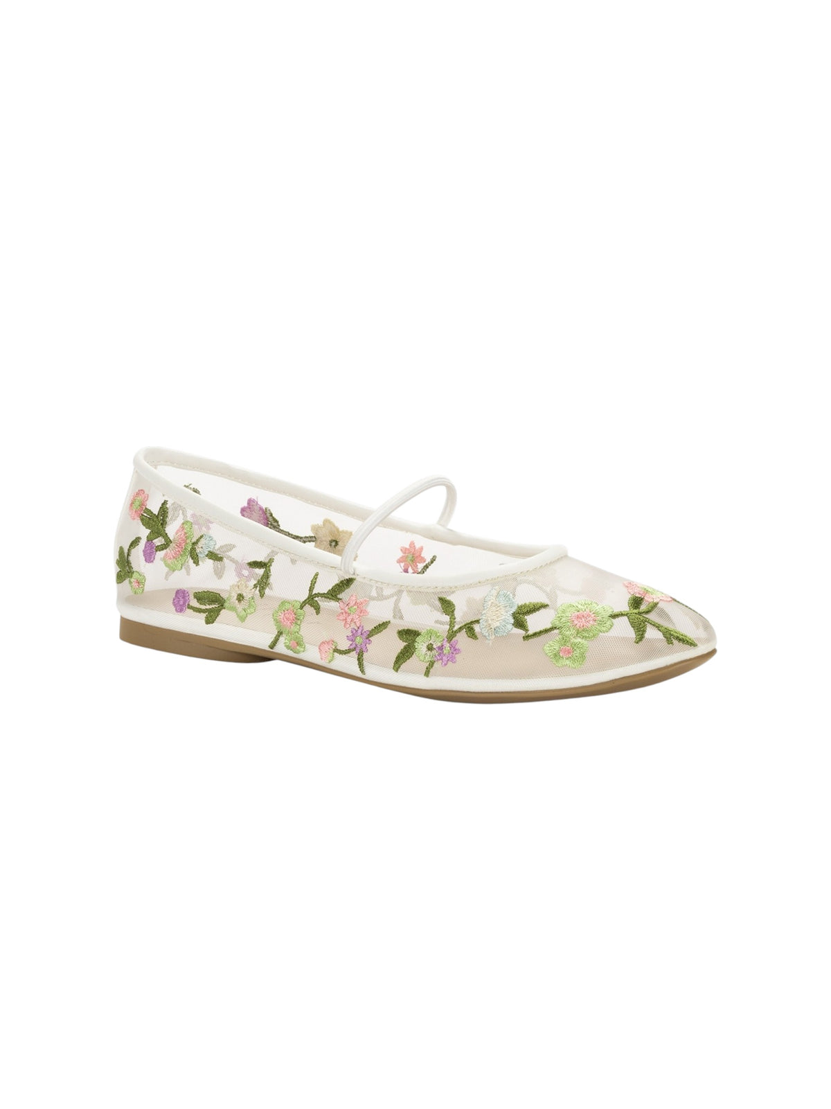 Image for Women's Floral Embroidered Ballorinas,White