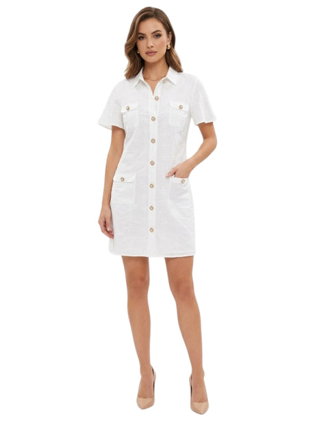Image for Women's Floral Embroidered Dress,White