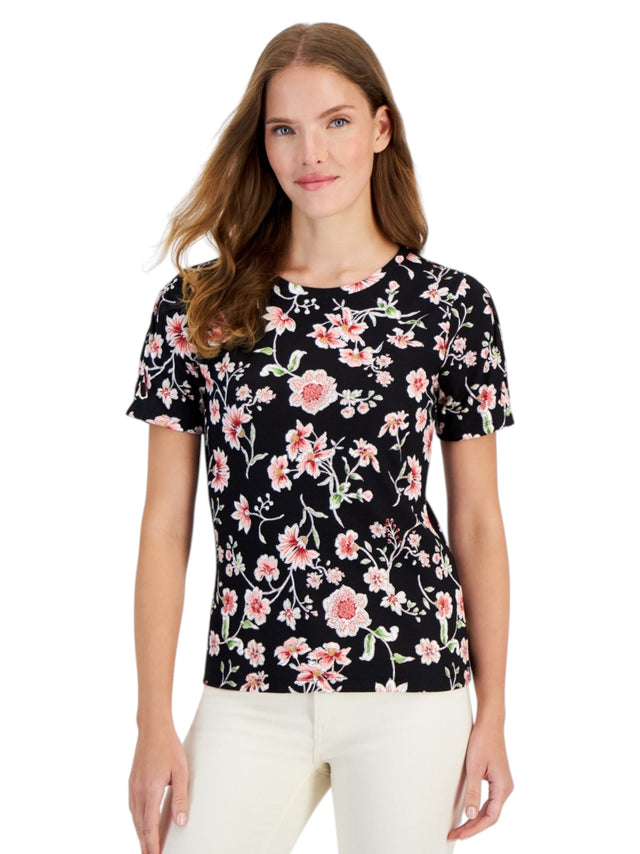 Image for Women's Floral Printed Top,Black