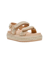 Image for Women's Gold Studded Sandals,Beige