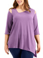 Image for Women's Plain Cold Shoulder Top,Purple