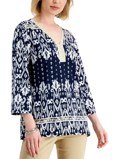 Image for Women's Printed Top,Navy