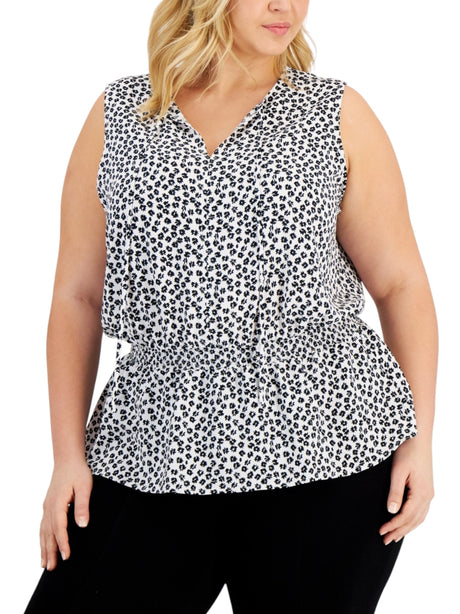 Image for Women's Black Floral Printed Top,White