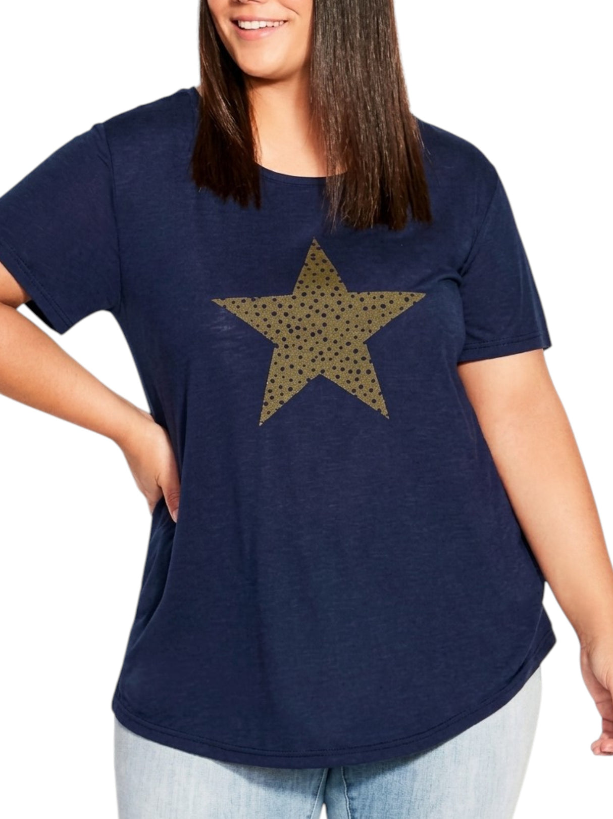 Image for Women's Star Printed Top,Navy