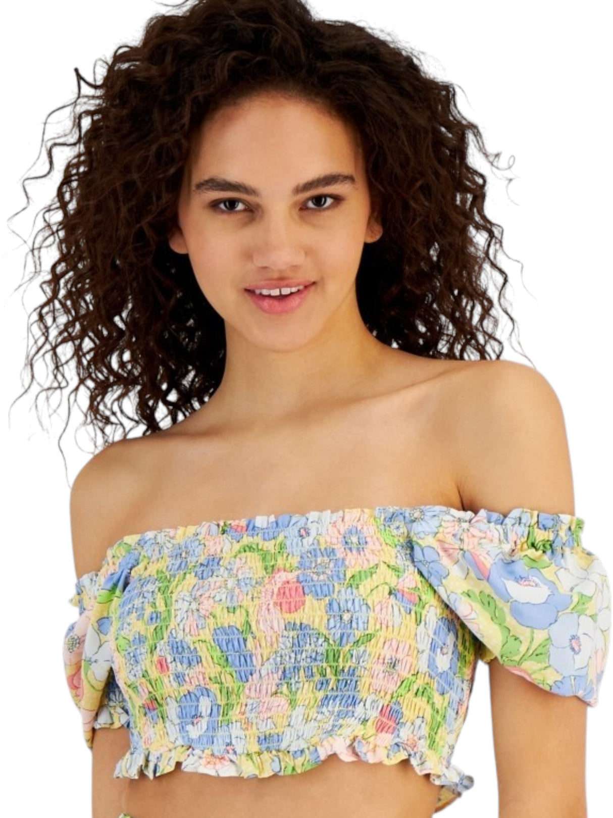 Image for Women's Printed Crop Cold Shoulders Top,Multi