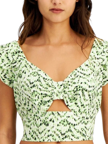 Image for Women's Printed Crop Top,Green