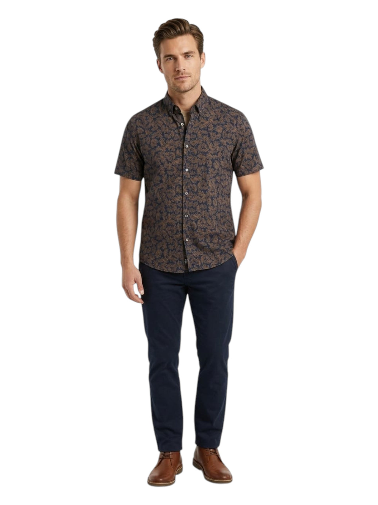 Image for Men's Printed Dress Shirt,Navy