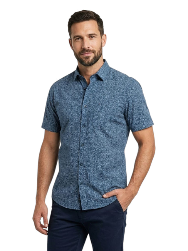 Image for Men's Printed Dress Shirt,Navy