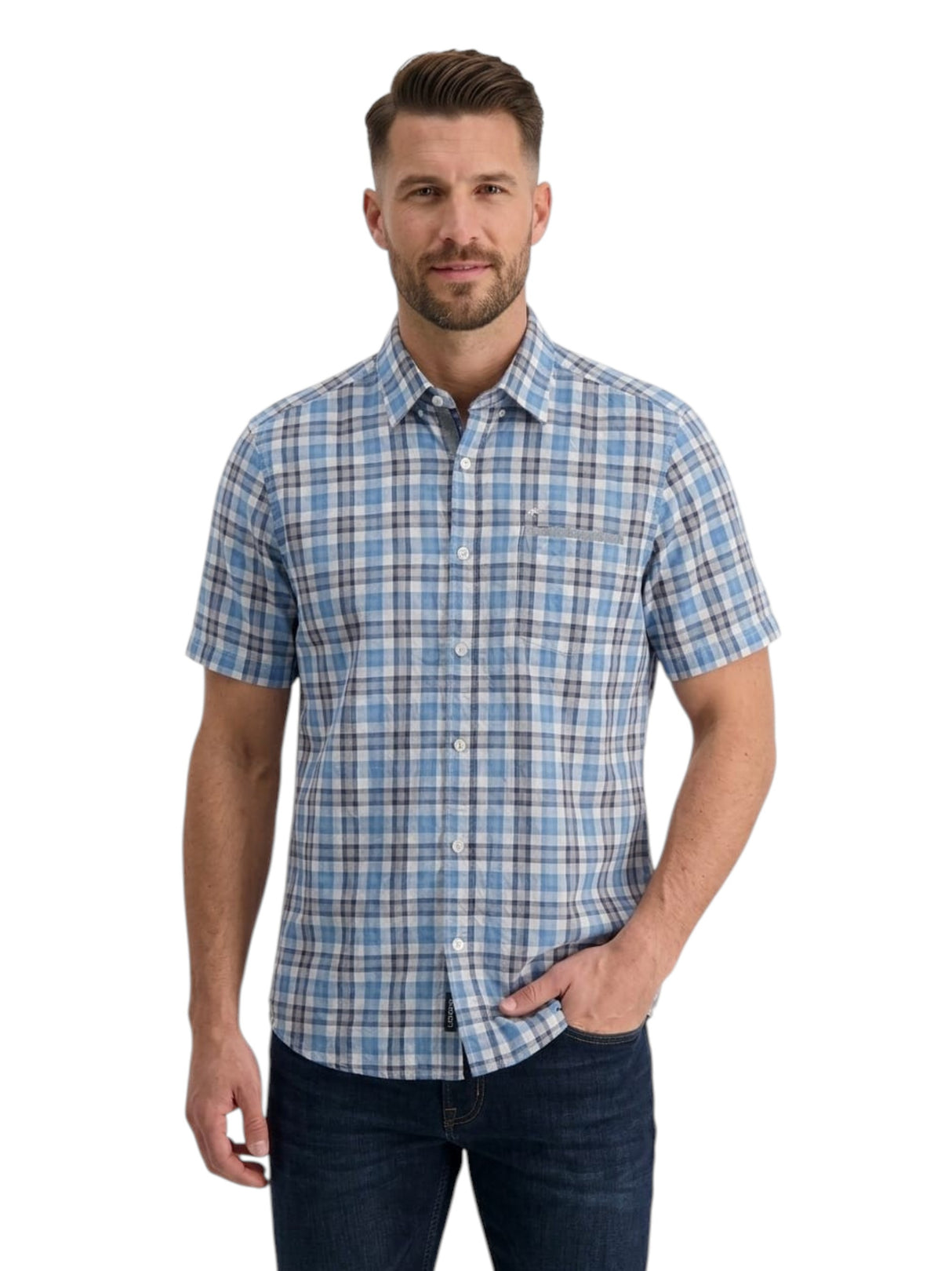 Image for Men's Plaid Dress Shirt,Blue