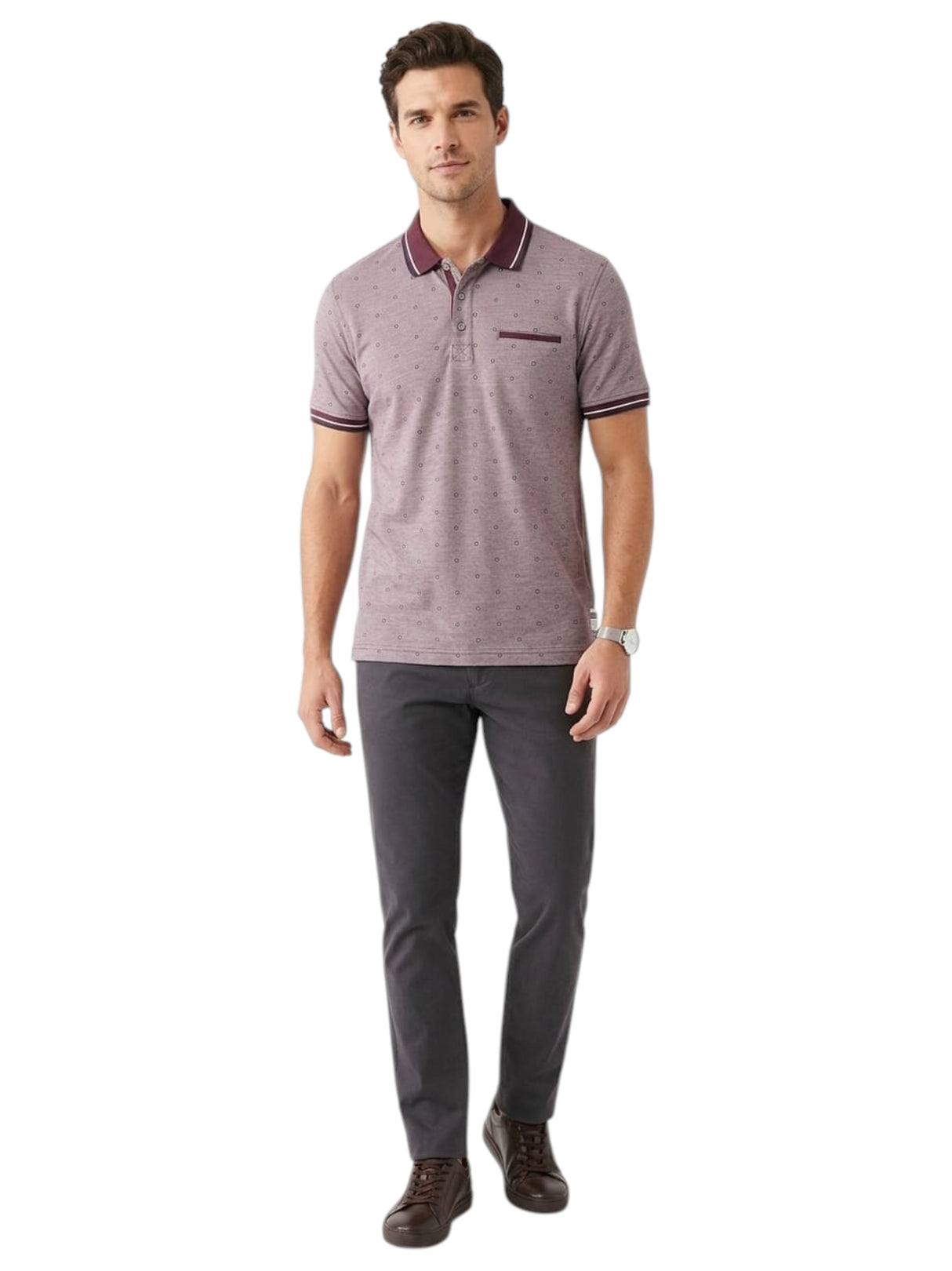 Image for Men's Printed Top,Burgundy