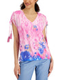 Image for Women's Floral Printed Sheer Top,Pink